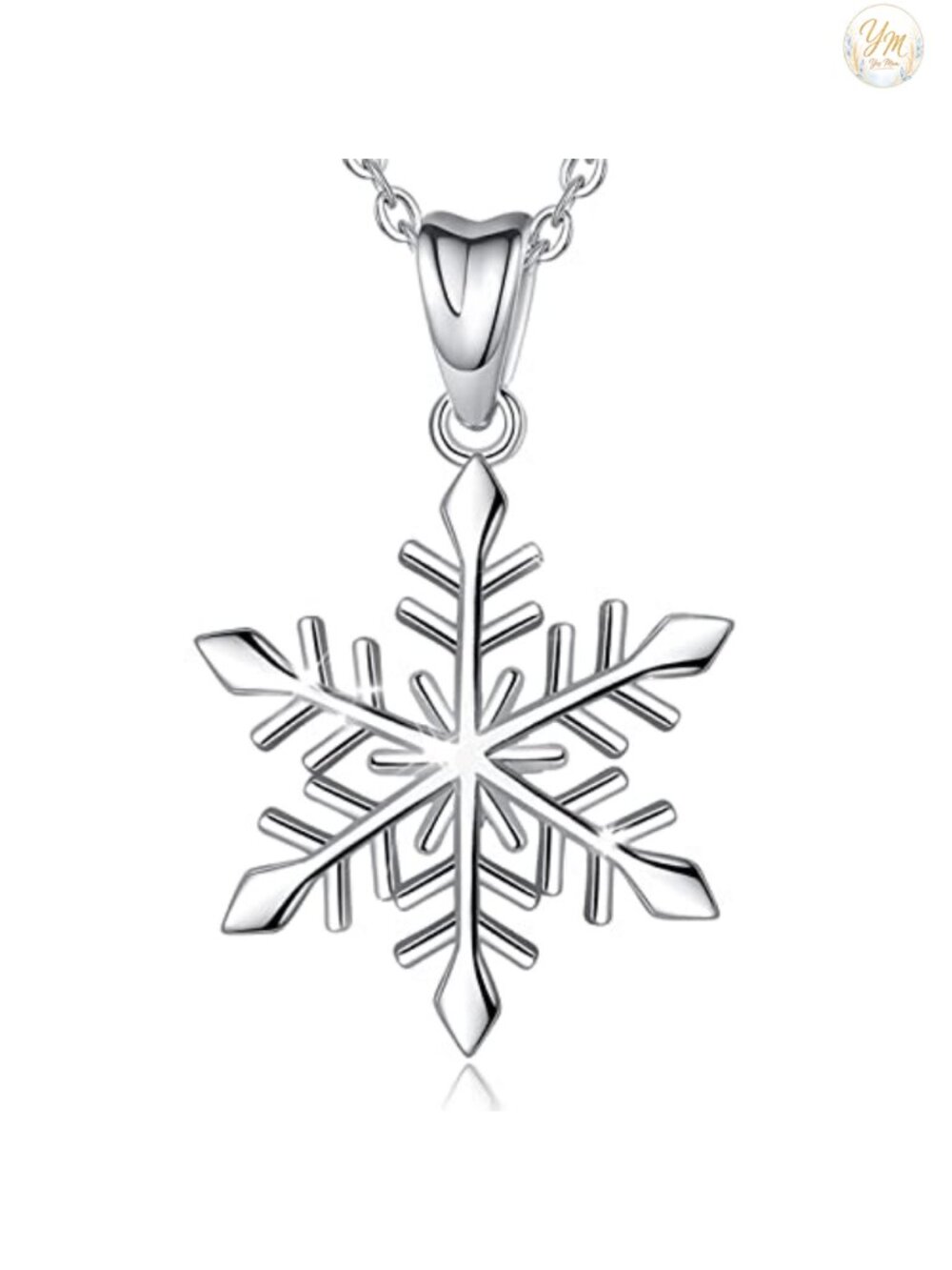 Sterling Silver Snowflake Pendant Necklace 18" Rolo Chain Spring Ring Clasp
